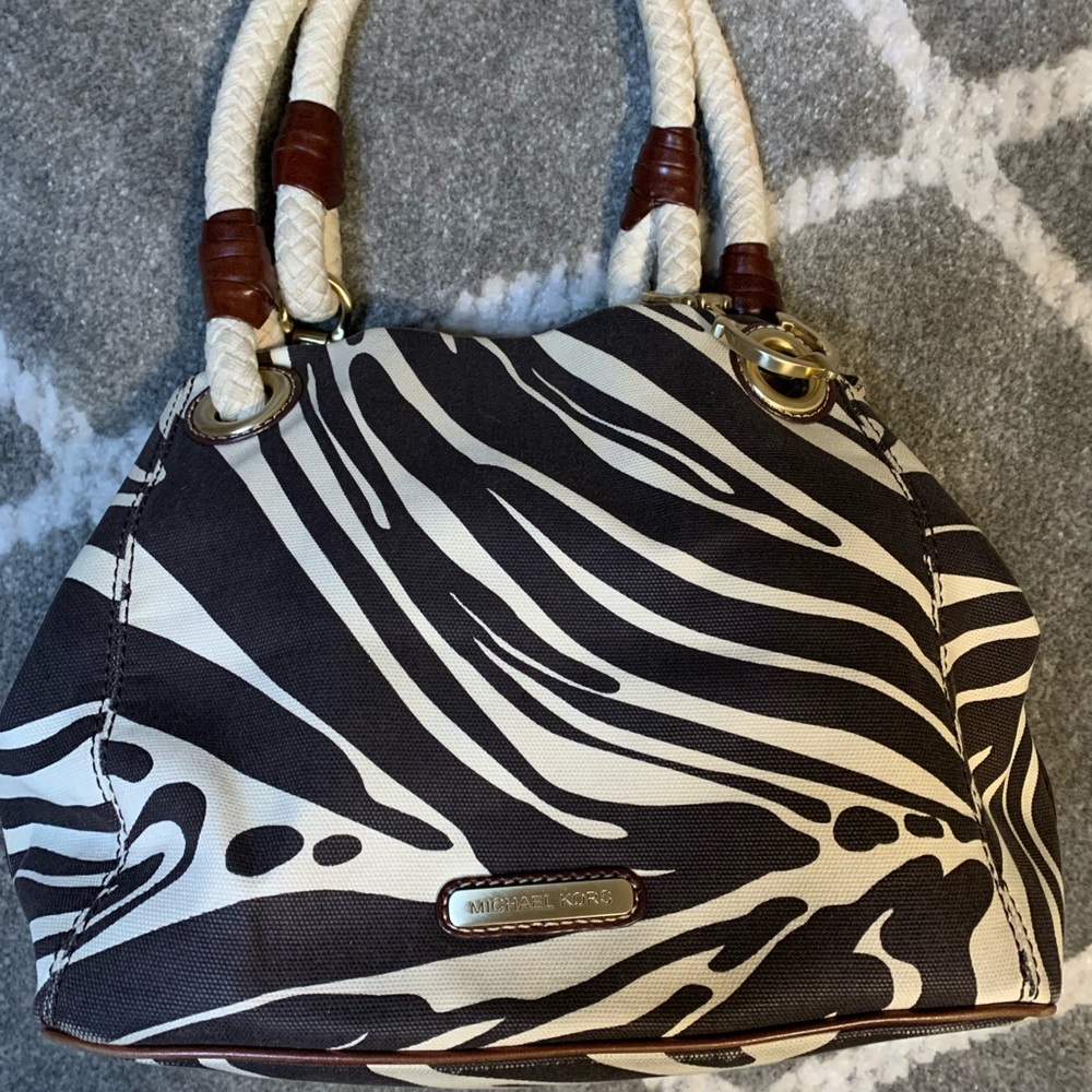 Michael Kota Brown Zebra Print Bag